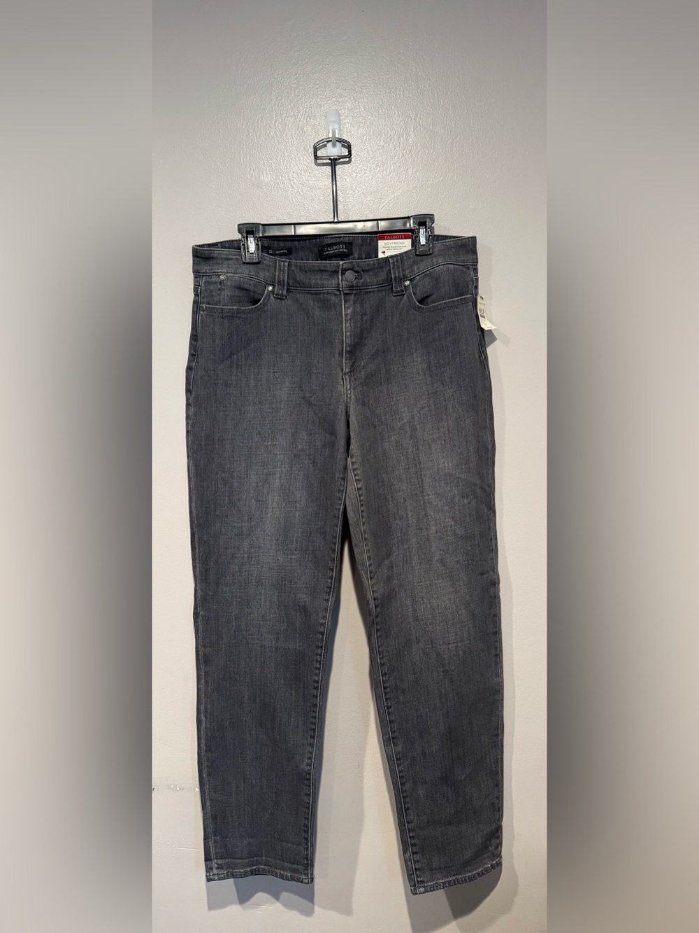 Talbots Flawless Boyfriend Jeans Gray 5-Pocket Relaxed Straight Leg Size 12